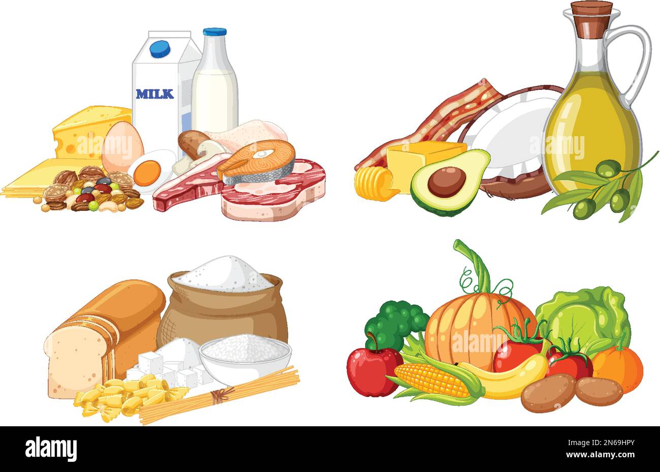 Main food groups macronutrients vector illustration Stock Vector Image