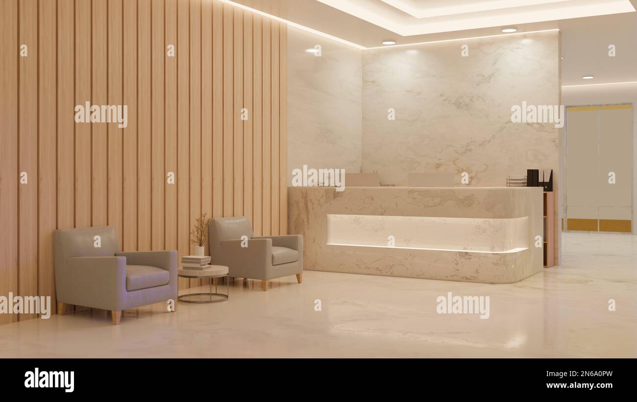 Luxury and elegance beauty salon or office reception area interior ...