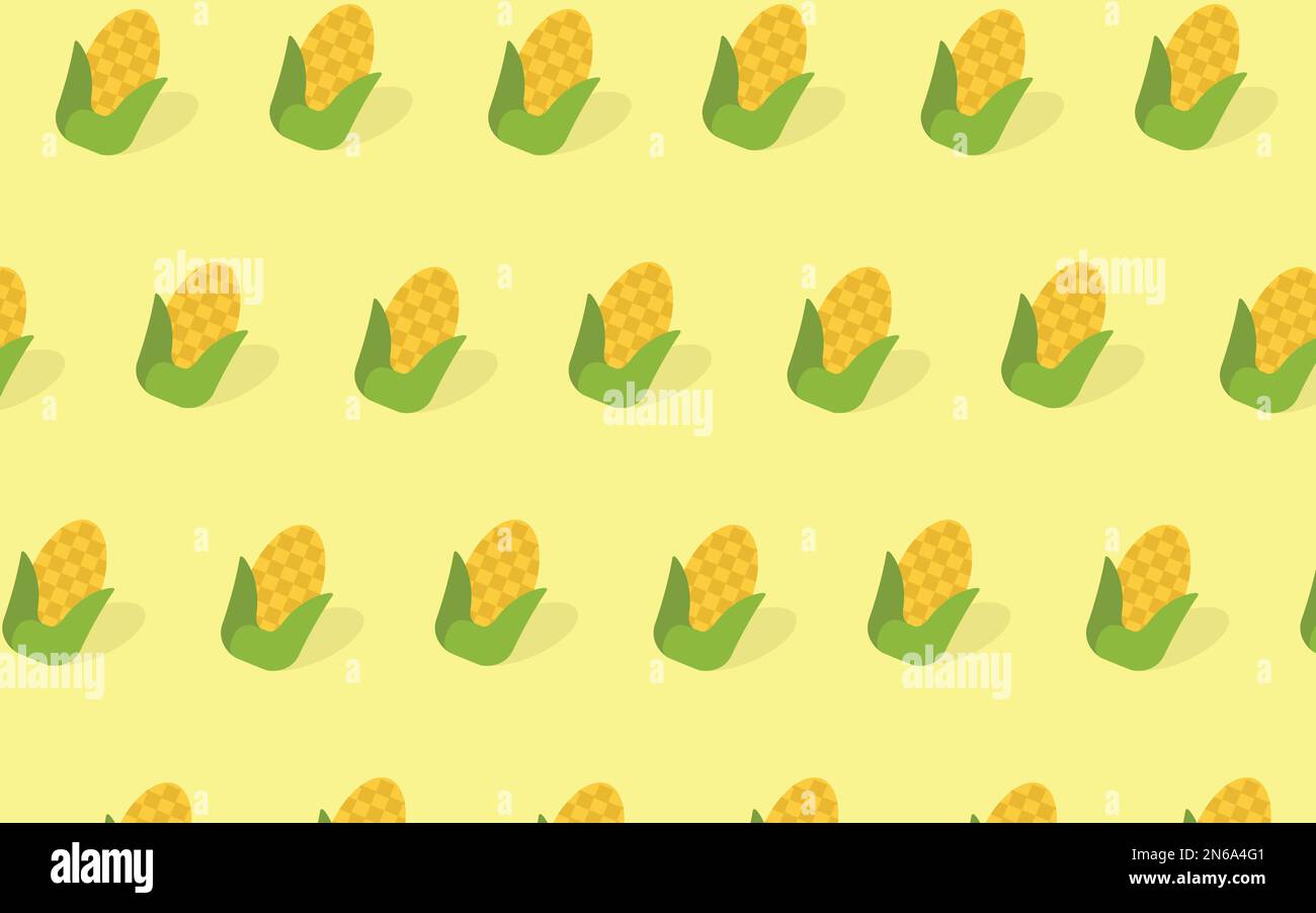 Flat design of maize in seamless pattern. vector illustration. wallpaper. healthy. vegan. corn. texture. isolated background Stock Vector