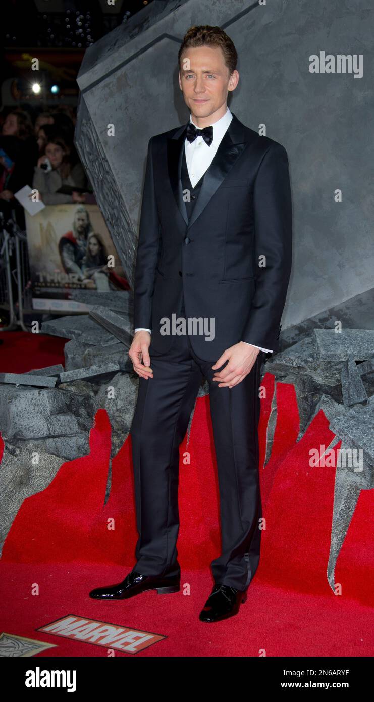 British actor Tom Hiddleston arrives for the World Premiere of Thor ...