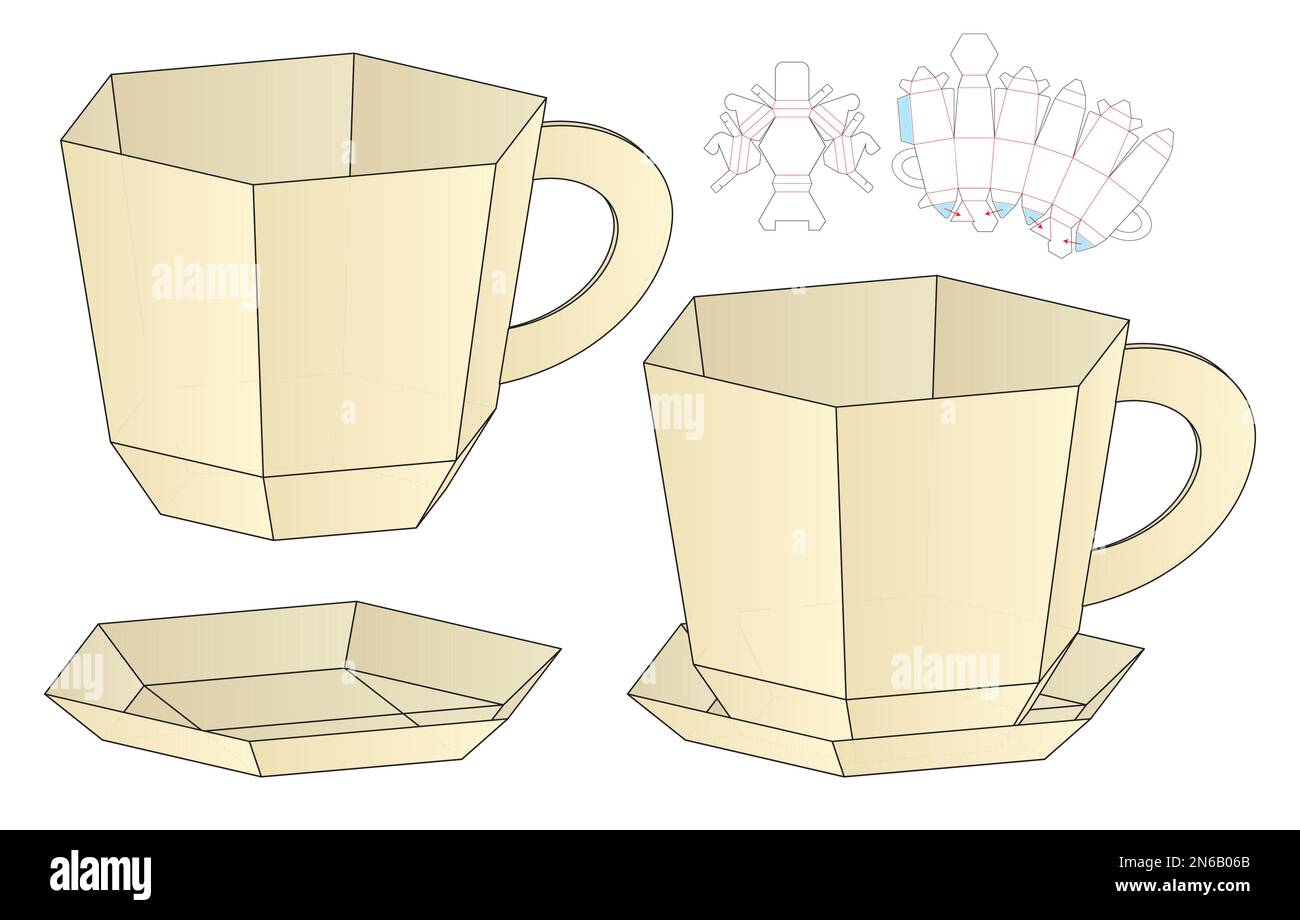 Tea Cup Box packaging die cut template design Stock Vector Image & Art
