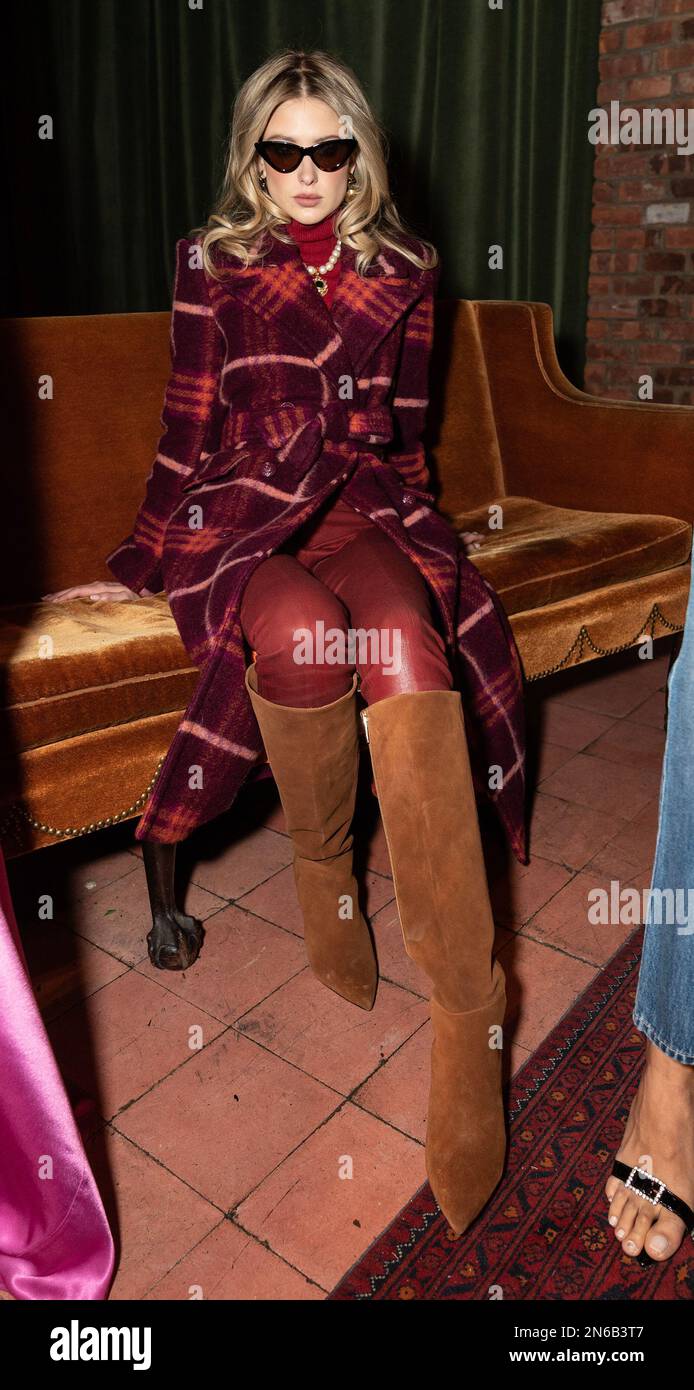 Tara Rudess New York, US, February 9, 2023, Model poses during presentation by Tara ...