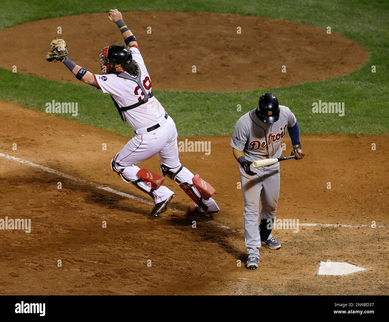 Boston Red Sox catcher Jarrod Saltalamacchia (39) celebrates as