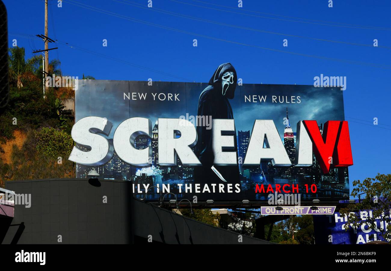 Los Angeles, California, USA 9th February 2023 A general view of atmosphere of Scream 6 Billboard on February 9, 2023 in Los Angeles, California, USA. Photo by Barry King/Alamy Stock Photo Stock Photo