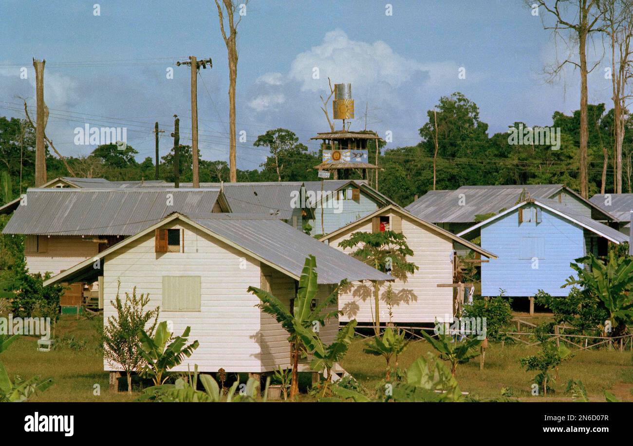 Scene at People's Temple, Jonestown, Guyana, 1978, after mass suicide