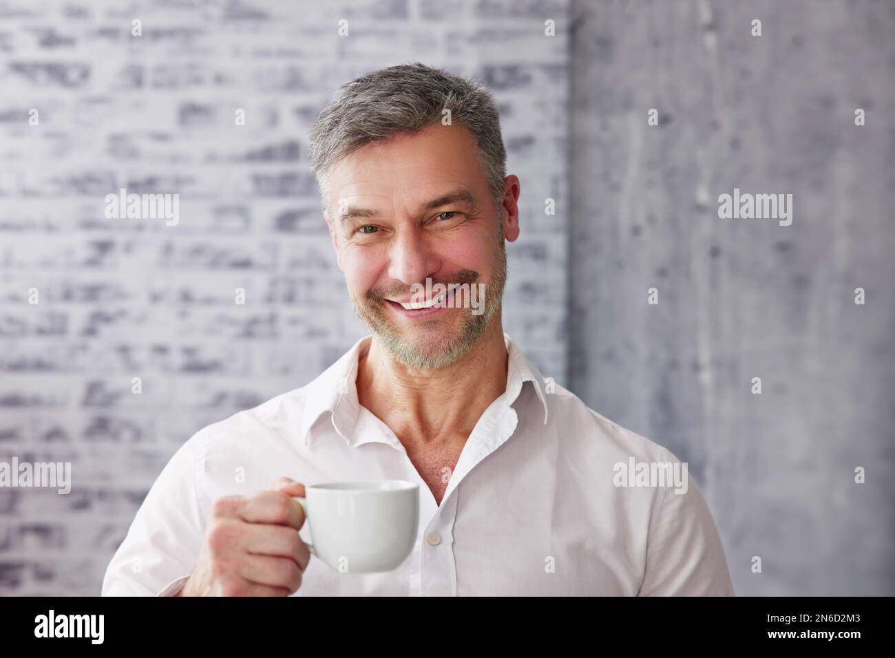 Business Man Virtual Coffee Break Online Call Stock Photo