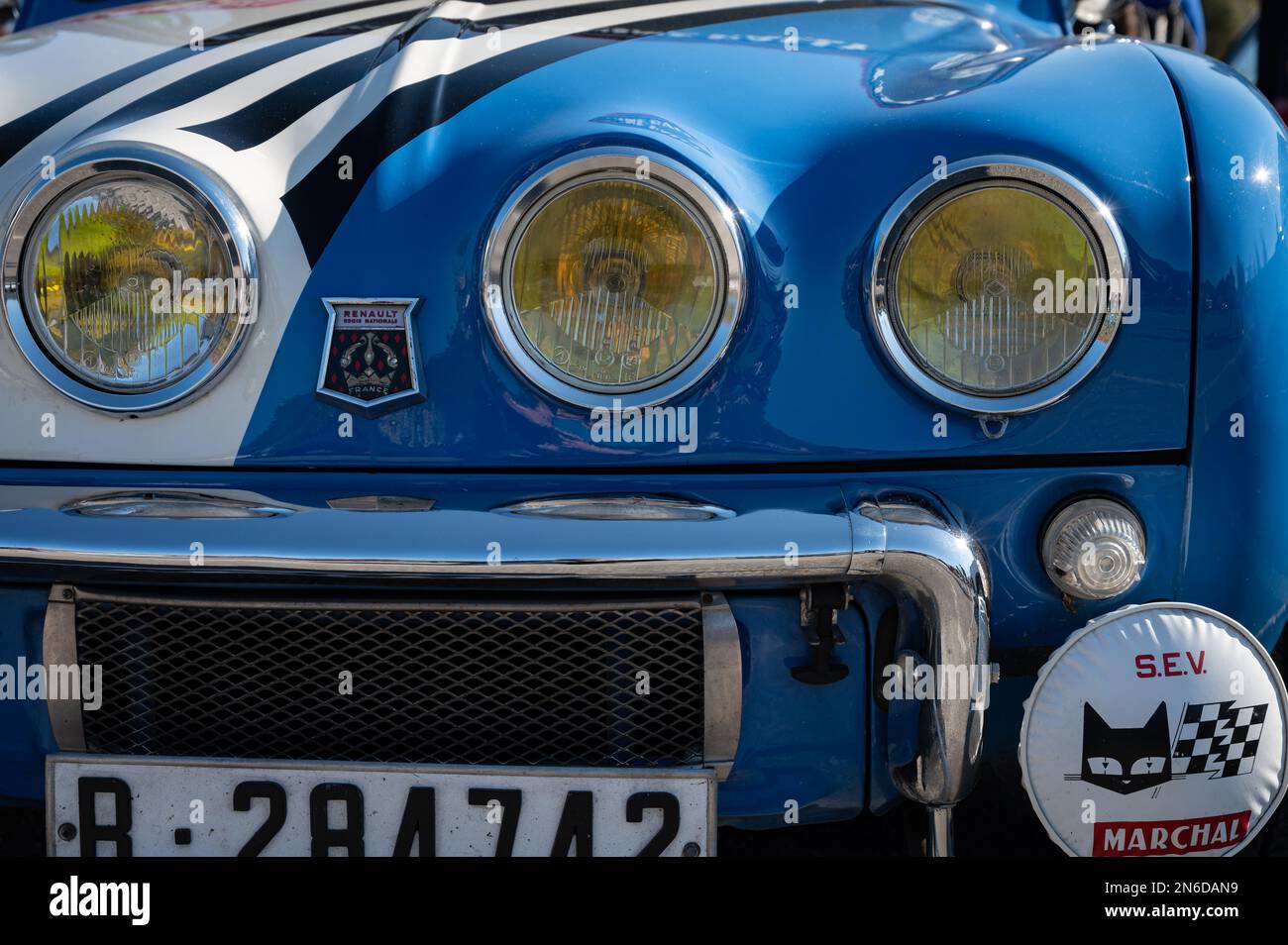A Clasico Renault Dauphine Gordini rally blue Stock Photo
