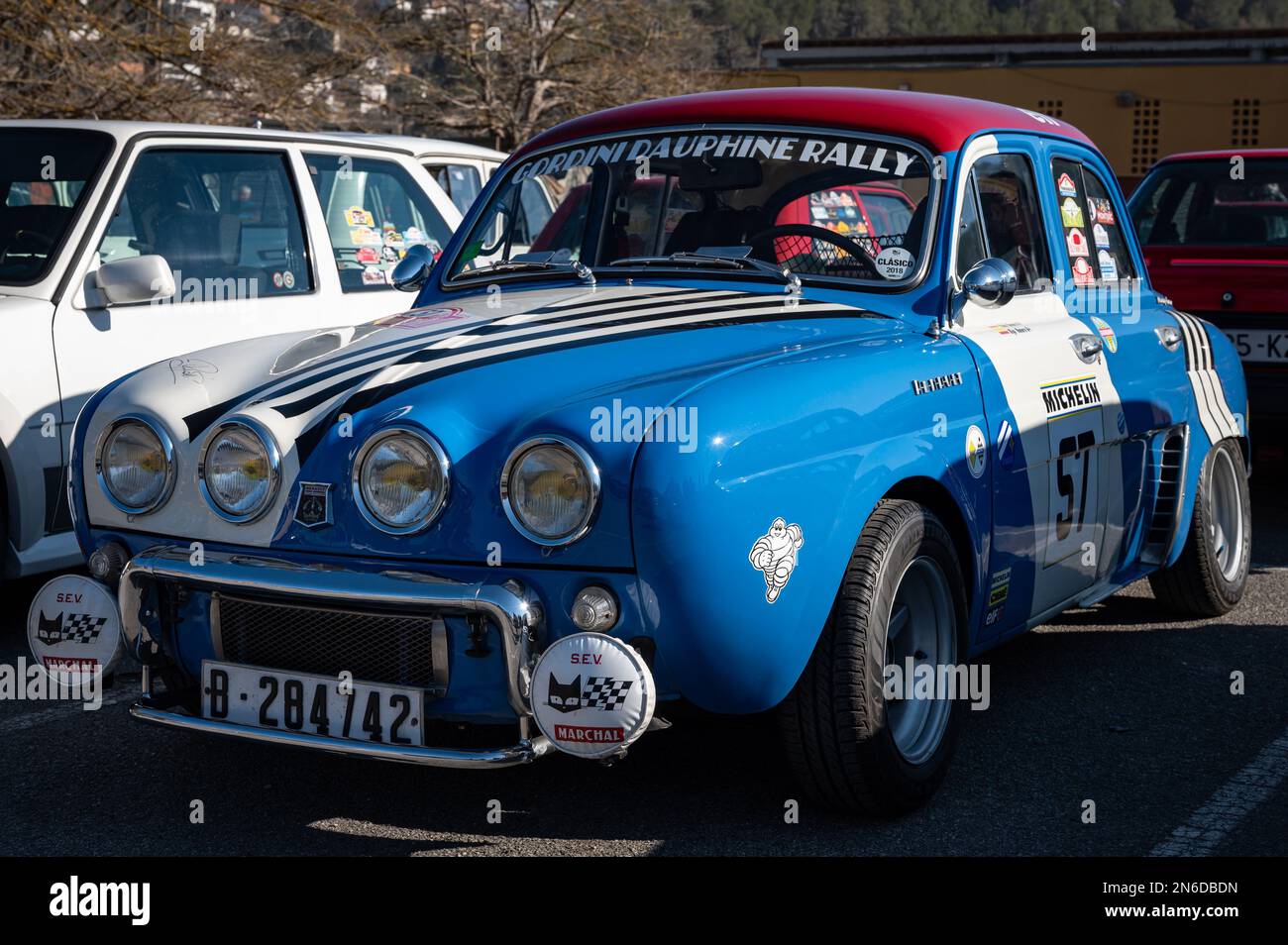 A Clasico Renault Dauphine Gordini rally blue Stock Photo Alamy