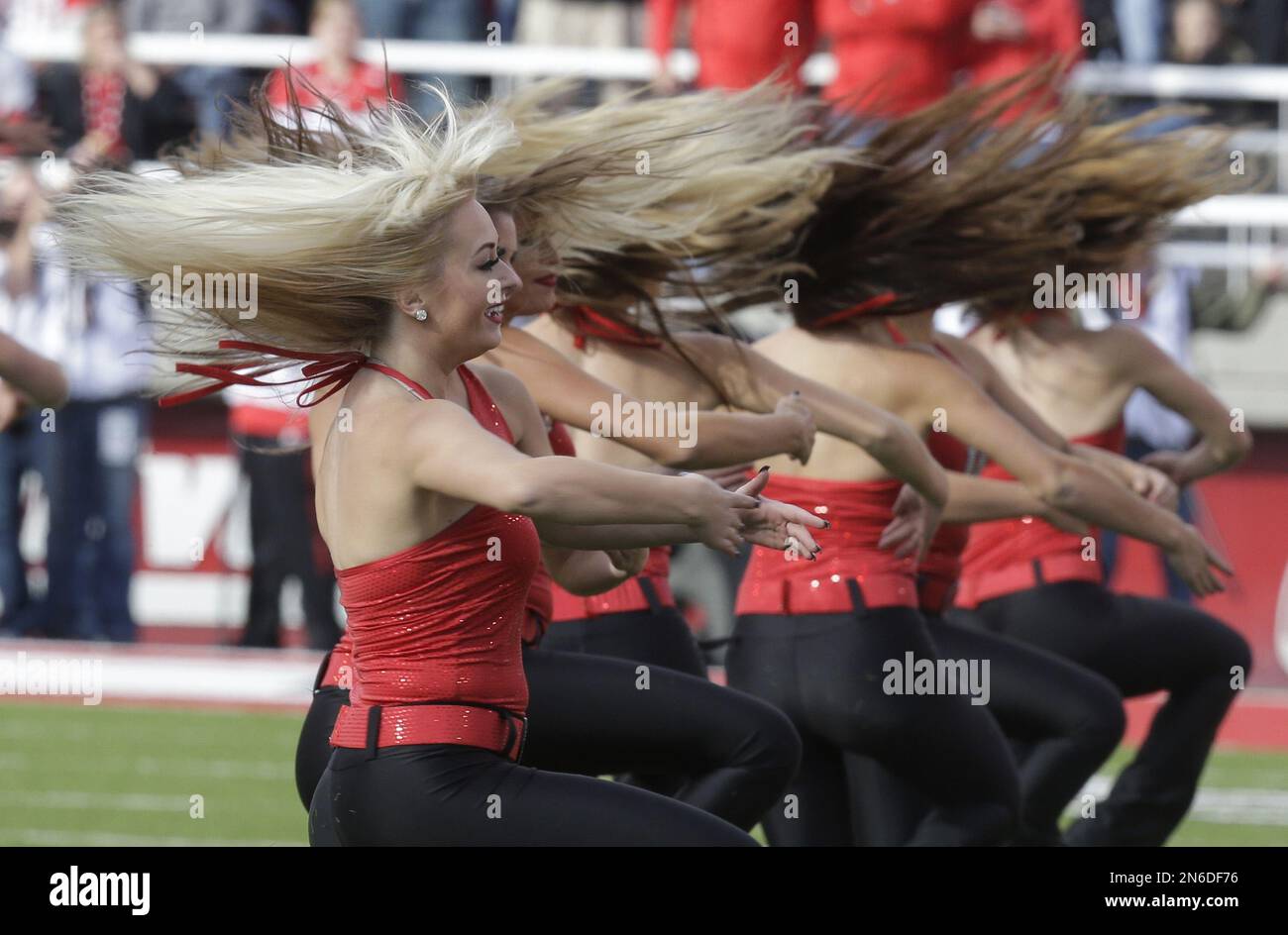 Utah cheerleading dance team perform before the start of their NCAA