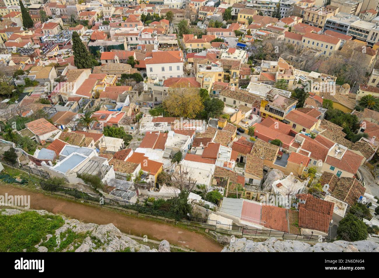 Wohnhäuser, enge Gassen, Anafiotika-Viertel, Altstadt, Athen, Griechenland Stock Photo