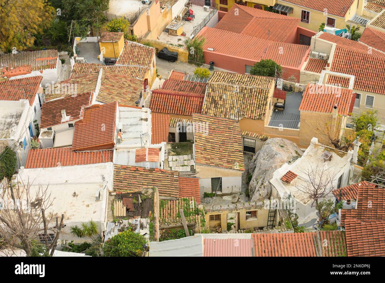 Wohnhäuser, enge Gassen, Anafiotika-Viertel, Altstadt, Athen, Griechenland Stock Photo