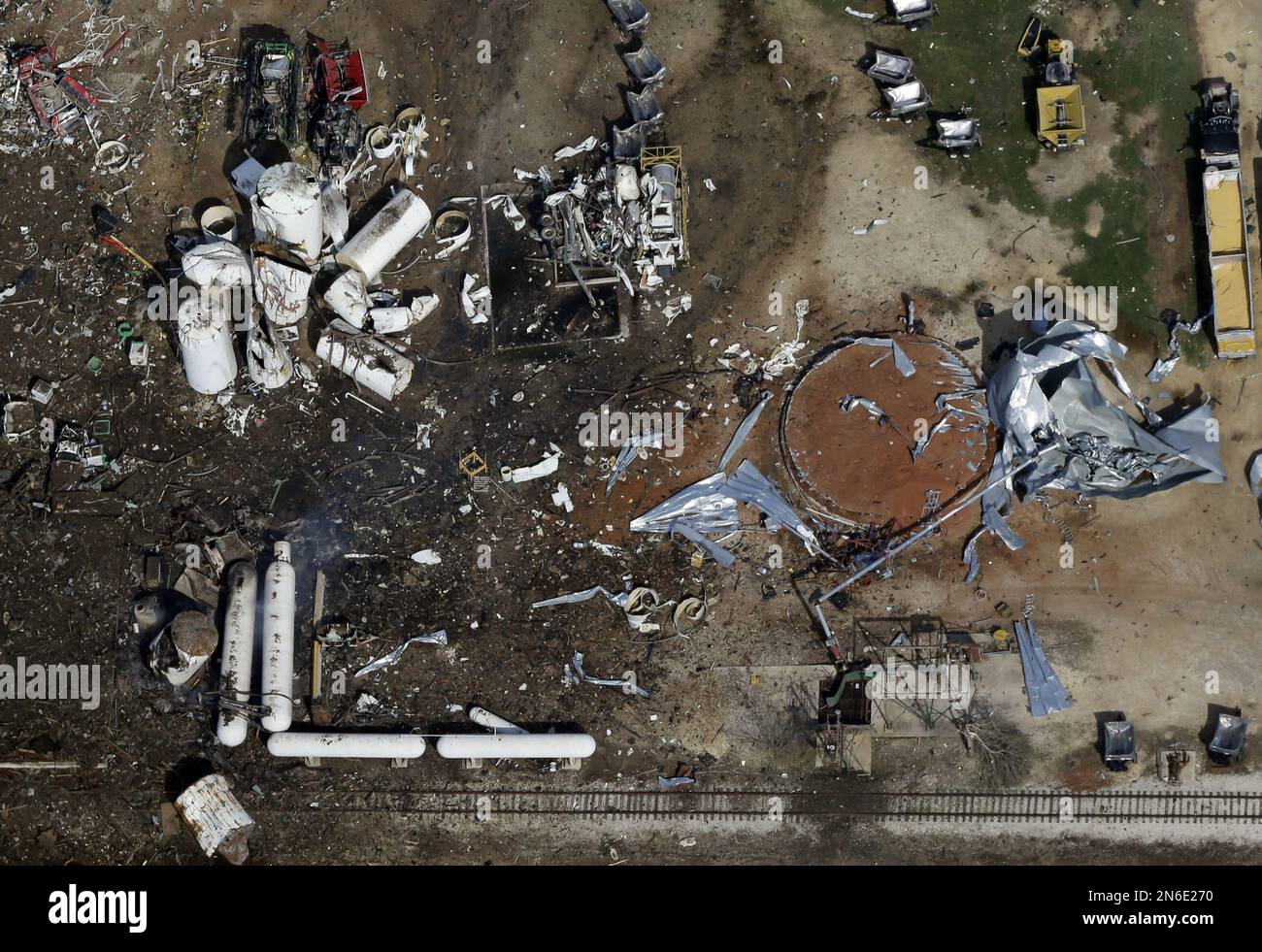 FILE This April 18, 2013, file aerial photo shows the remains of the