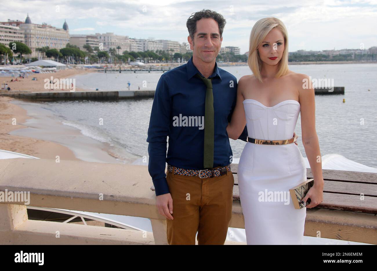 Canadian actress Laura Vandervoort, right, and executive producer J.B Sugar, pose during a photo