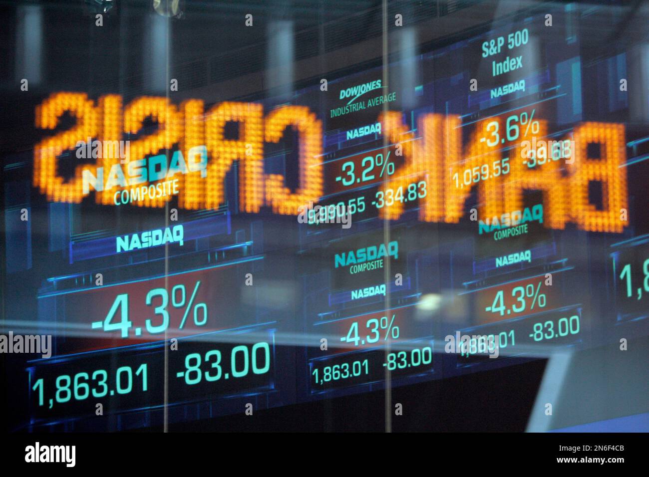 FILE In this Oct. 6, 2008 file photo, the Dow Jones news ticker is