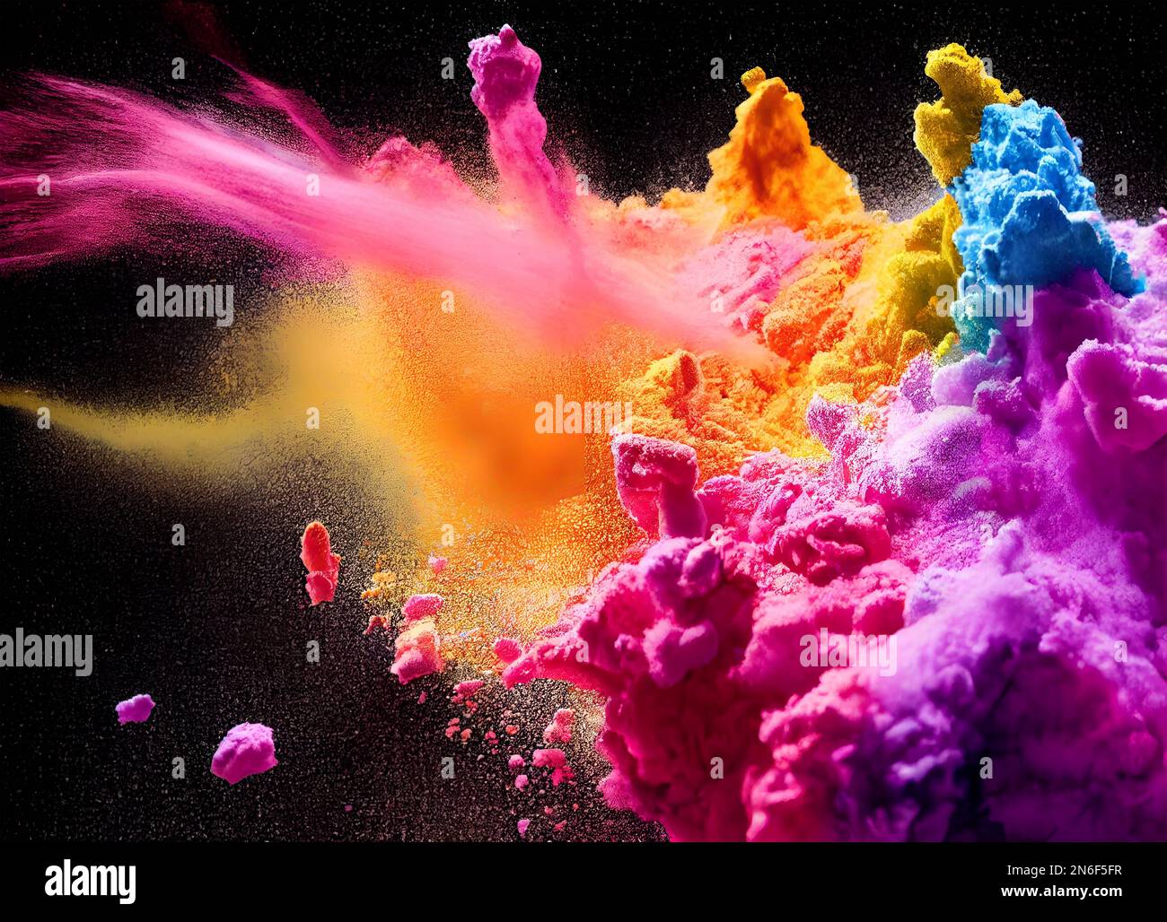 A colorful powder explosion on a black background Stock Photo - Alamy