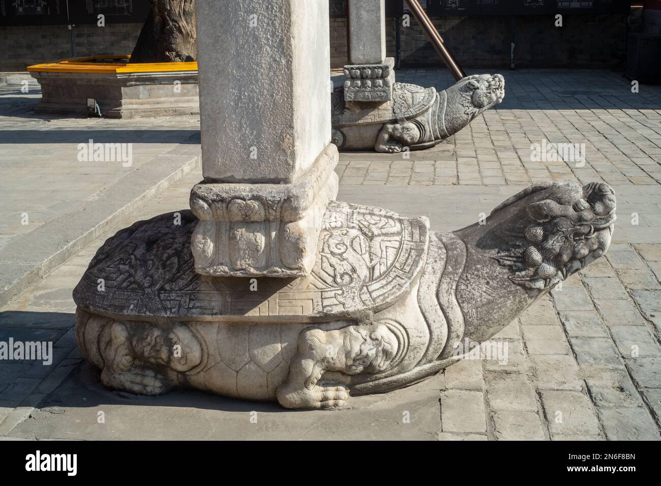 Stone Bixi with tablet in Zhihua Temple in Beijing, China. 31-Jan-2023 Stock Photo