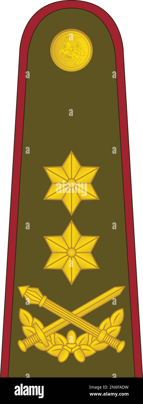 Shoulder pad military officer insignia of the Lithuania GENEROLAS MAJORAS (MAJOR GENERAL) Stock Vector