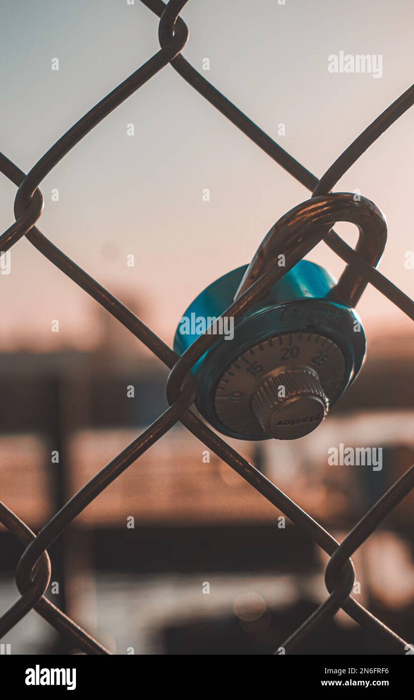 a key lock has been locked Stock Photo