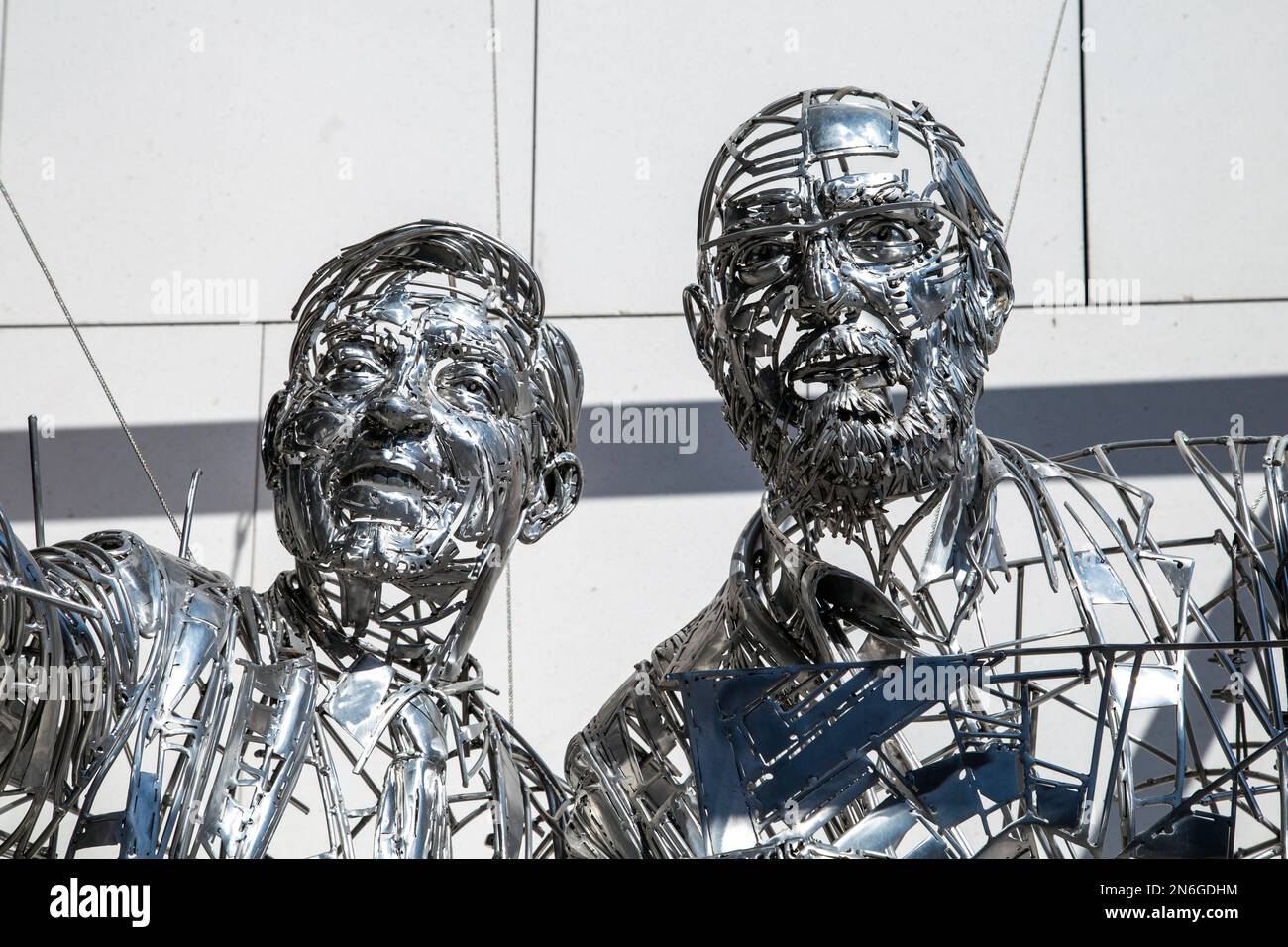 Sculpture of Carlos Martinez (Unibail Rodamco) & Jos Galán (L35 Architects) in Glories Westfield, Barcelona, Spain Stock Photo