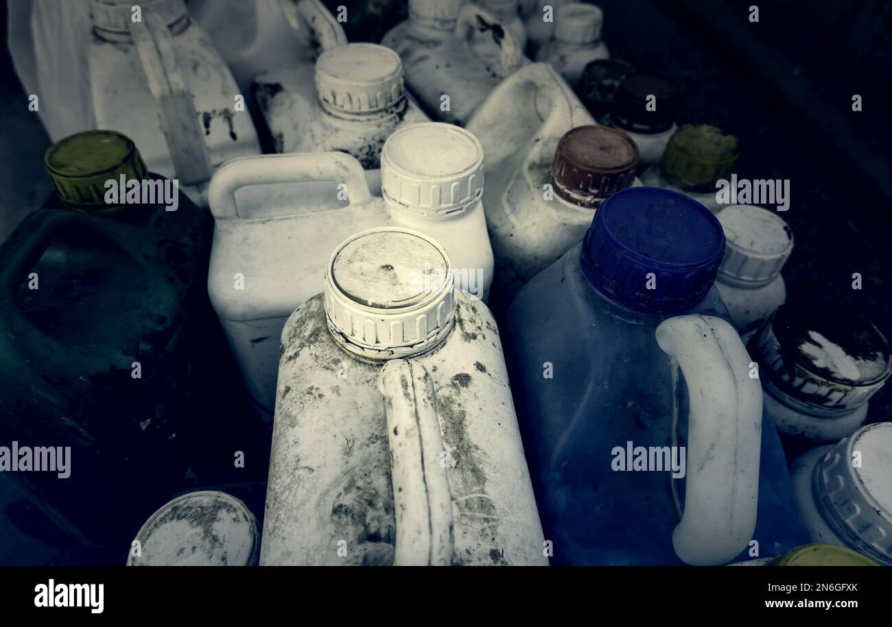 Plastic bottle used oil, recycling and ecology Stock Photo Alamy
