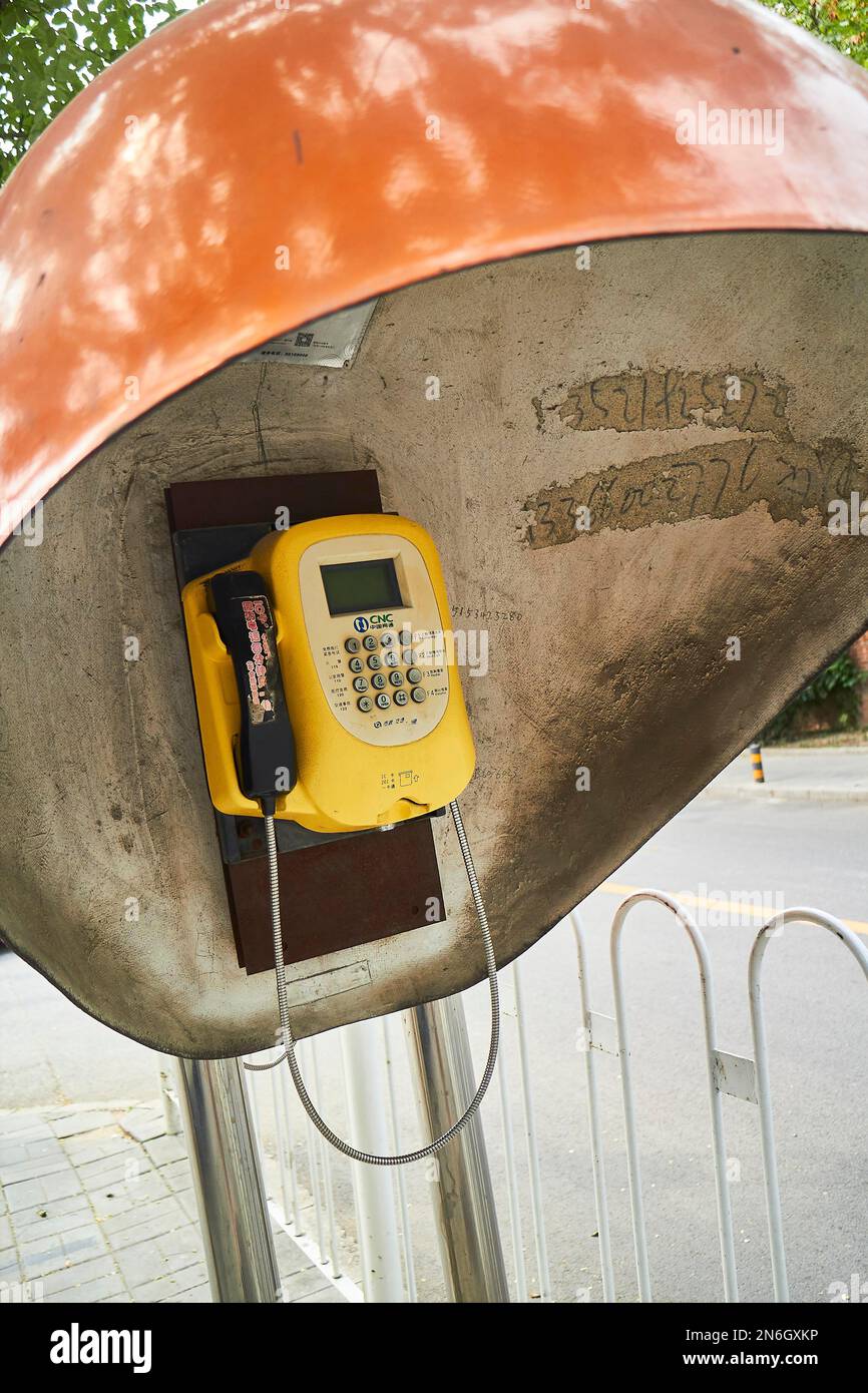 Public telephone box, Beijing, China Stock Photo