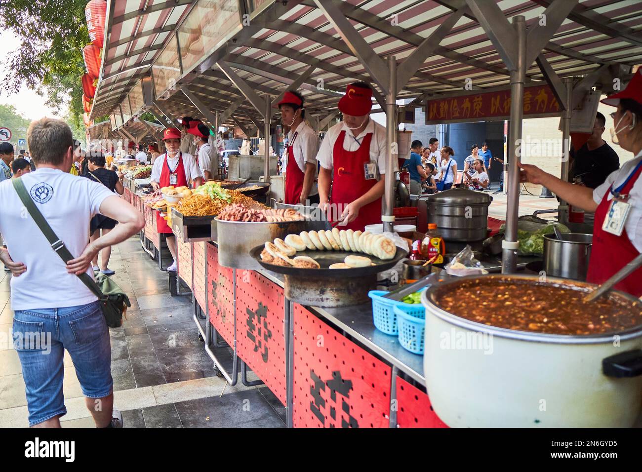 Street Food Stalls, Dong'anmen St, China Beijing, China Stock Photo