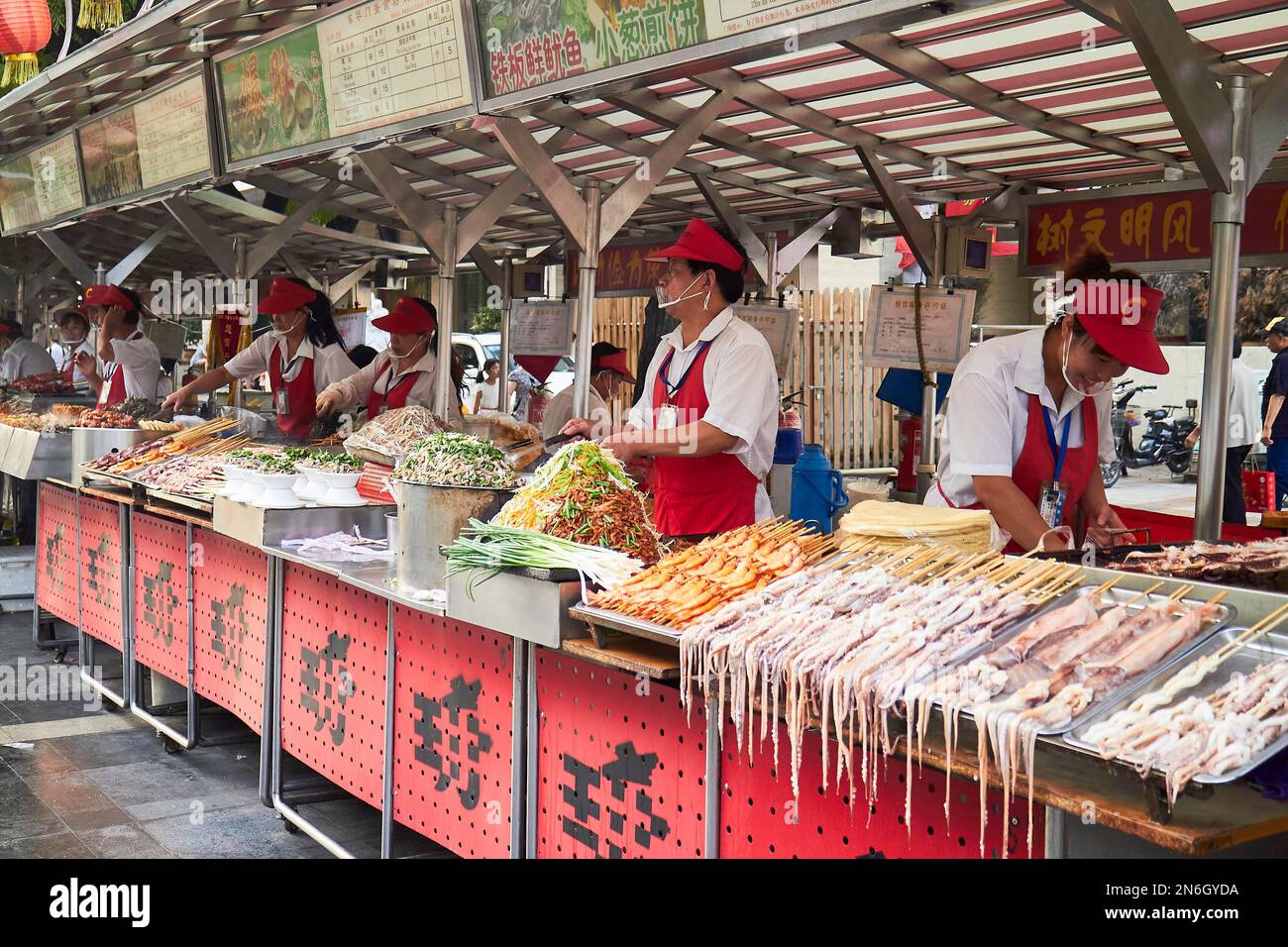 Street Food Stalls, Dong'anmen St, China Beijing, China Stock Photo