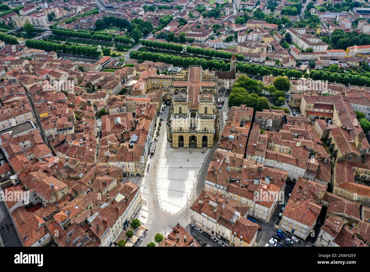 Drone image, aerial view, Sainte Marie Cathedral on the Way of St James