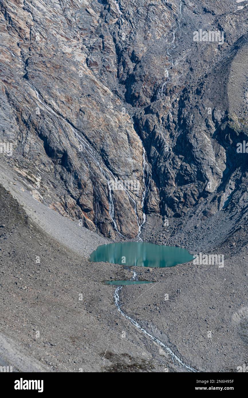 Glacierlake on the Pennine Alps, Gornergrat, Zermatt, Switzerland Stock Photo