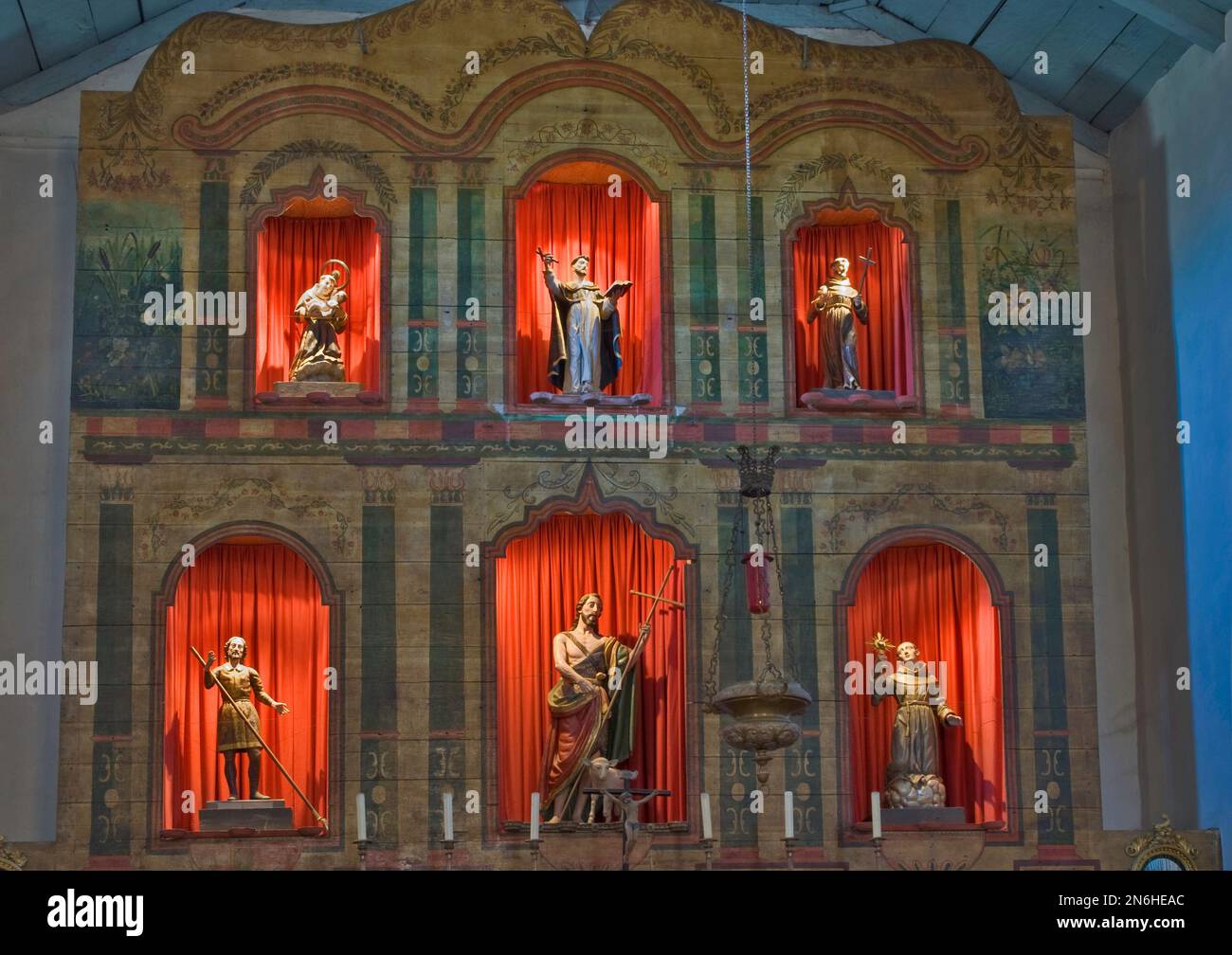 Statues at main altar in church at Mission San Juan Bautista
