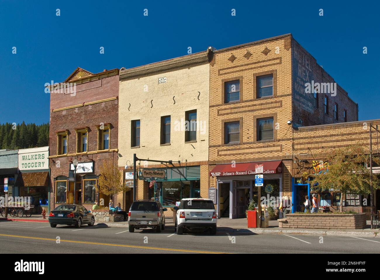 Stores at Commercial Row at Donner Pass Rd in Truckee in northern