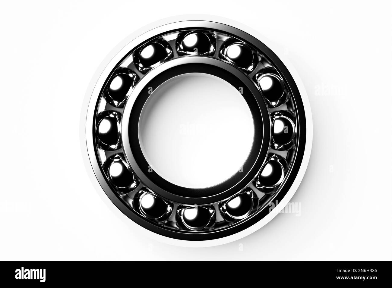 3D illustration metal silver ball bearing with balls on white isolated background. Bearing