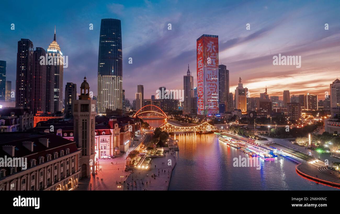 An aerial view of the city during the sunset Stock Photo - Alamy