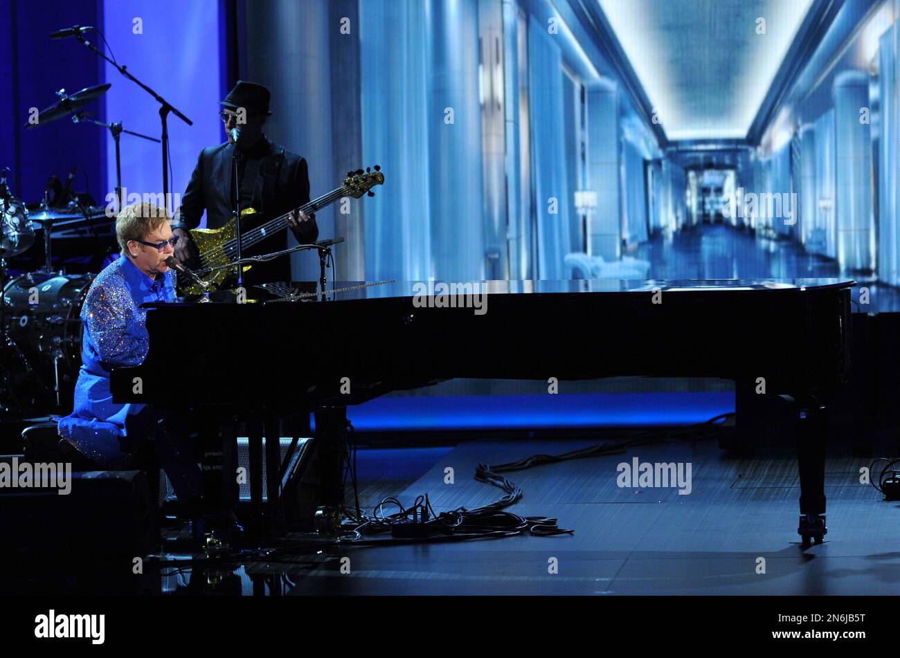 Elton John performs “Home Again” on stage at the 65th Primetime Emmy