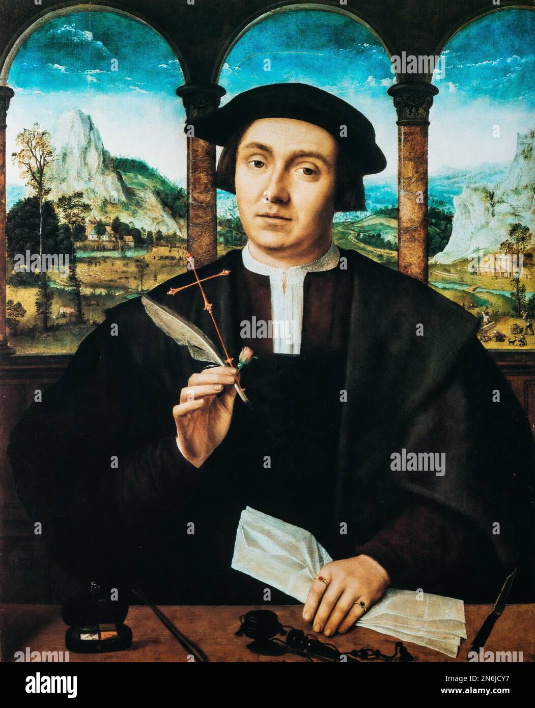 Quentin Massys, Portrait Of A Man. Quentin Matsys Was A Flemish Painter In Early Netherlandish Tradition. Regarded As Founder Of Antwerp School Of Stock Photo