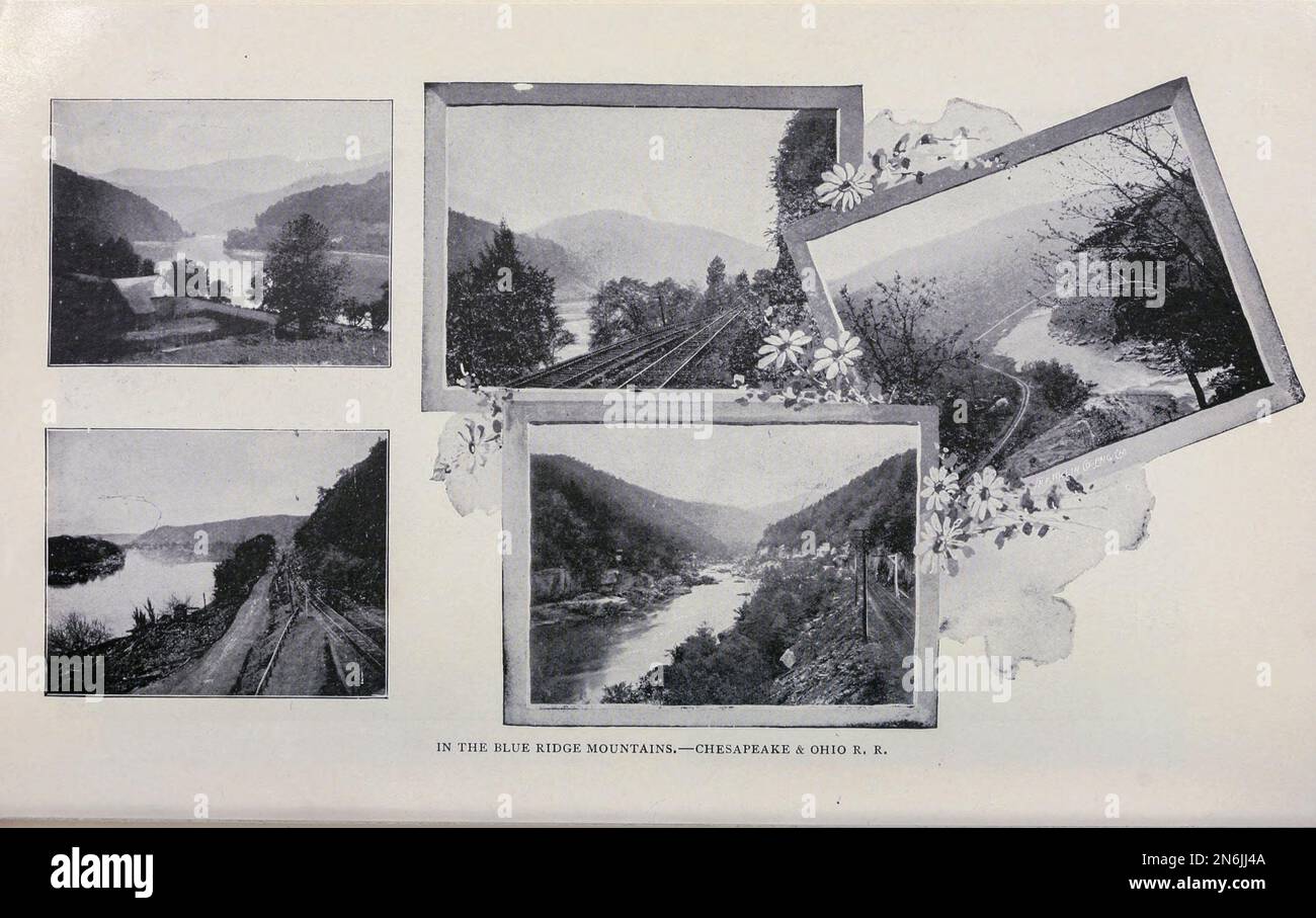 In the Blue Ridge Mountains - Chesapeake & Ohio R. R. from the Article Famous Scenery on American Railroads from The Engineering Magazine DEVOTED TO INDUSTRIAL PROGRESS Volume IX April to September, 1895 NEW YORK The Engineering Magazine Co Stock Photo