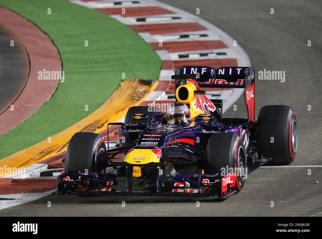 Ray Vettel Red Bull driver Sebastian Vettel of Germany steers his car at the start ...