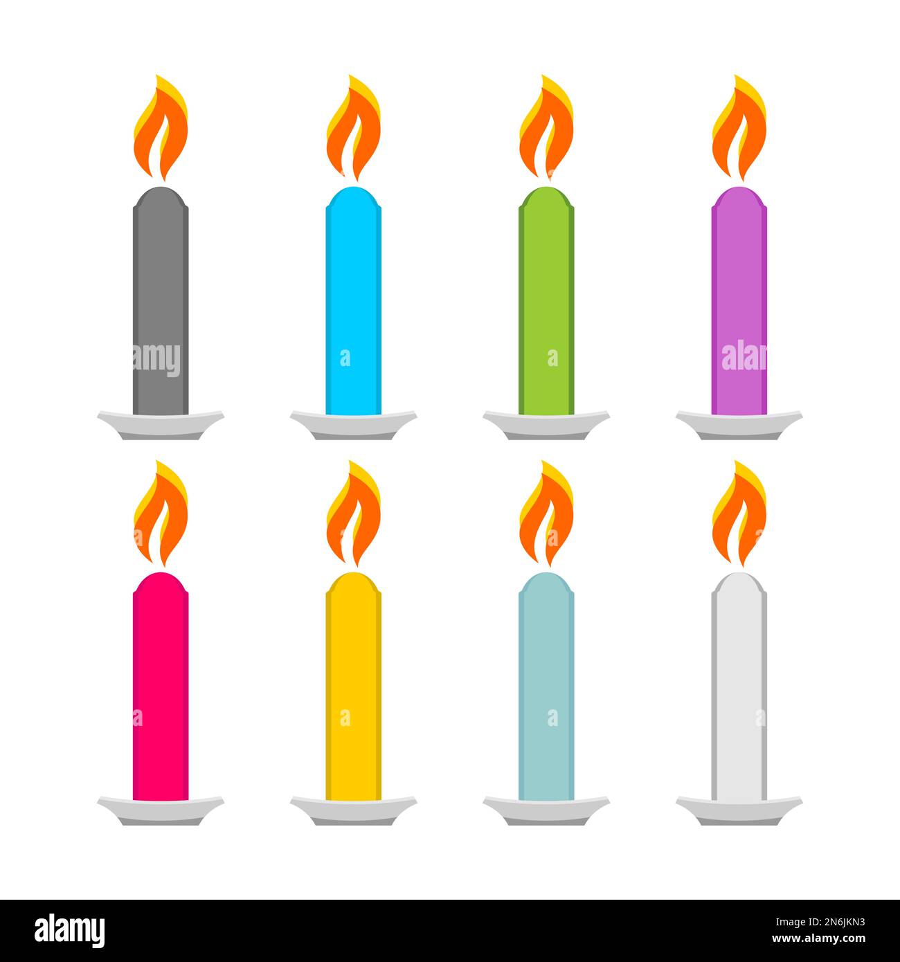 Vector illustration. Set of bright and festive candles for design Stock