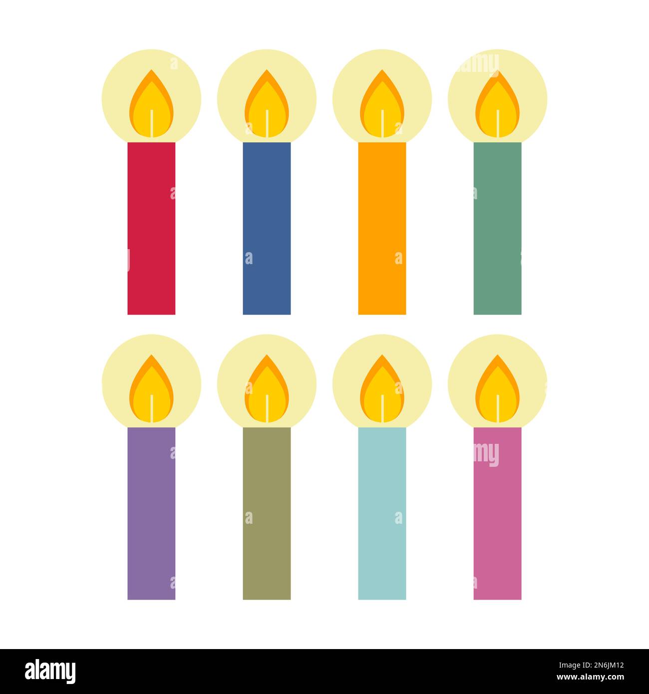 Vector illustration. Set of bright and festive candles for design. Stock Vector