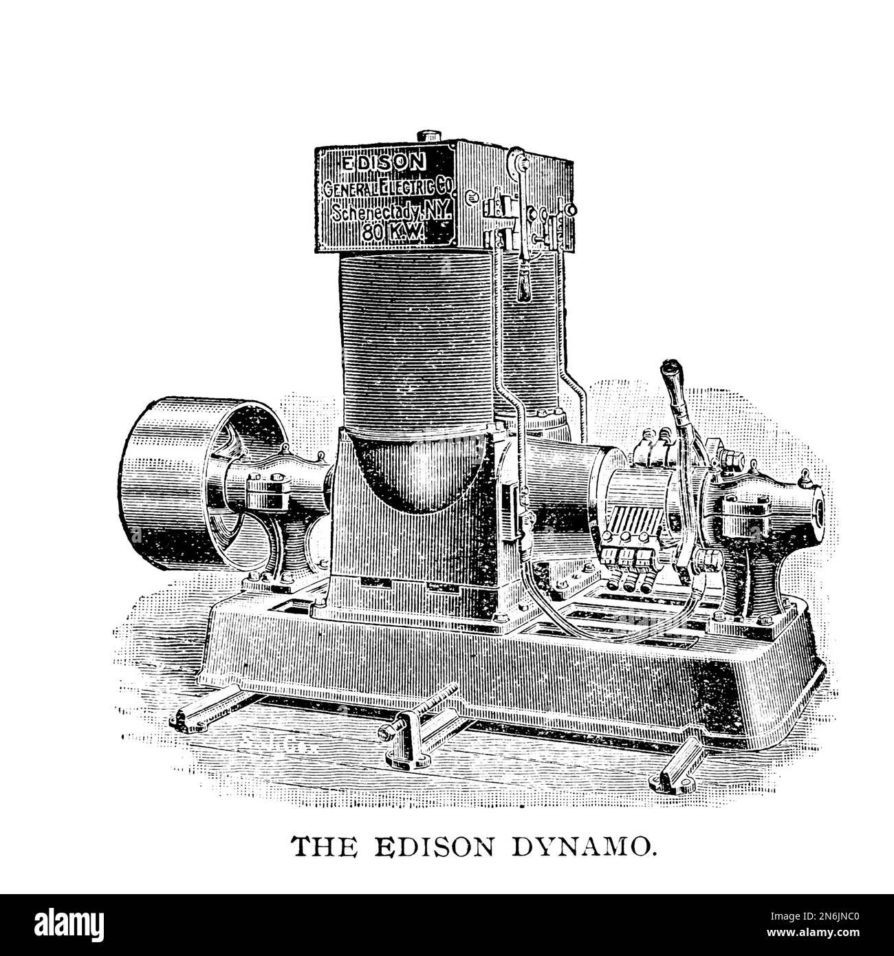The Edison Dynamo From Otto Stephenson's illustrated practical test, examination and ready reference book for stationary, locomotive and marine engineers, firemen, electricians and machinists, to procure steam engineer's licence Published in Chicago, W. G. Kraft in 1891 Stock Photo