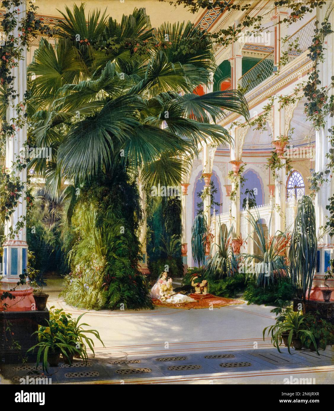 Carl Blechen, The Interior of the Palm House on Peacock Island, painting in oil on canvas, 1832-1834 Stock Photo