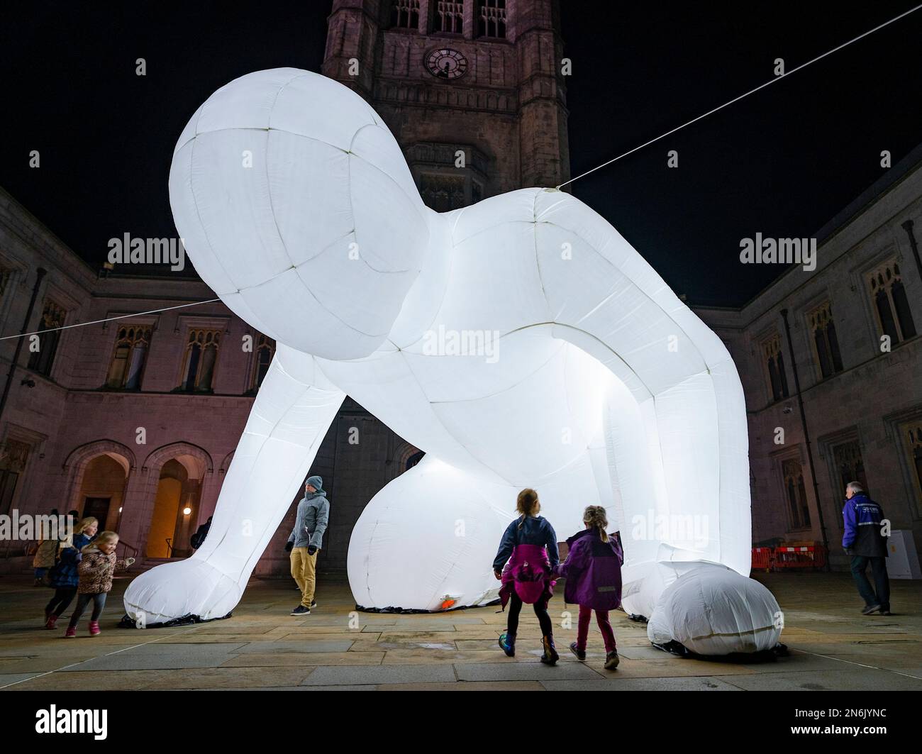 Views of illuminated art installations at 2023 Spectra Festival of Light Aberdeen, Scotland