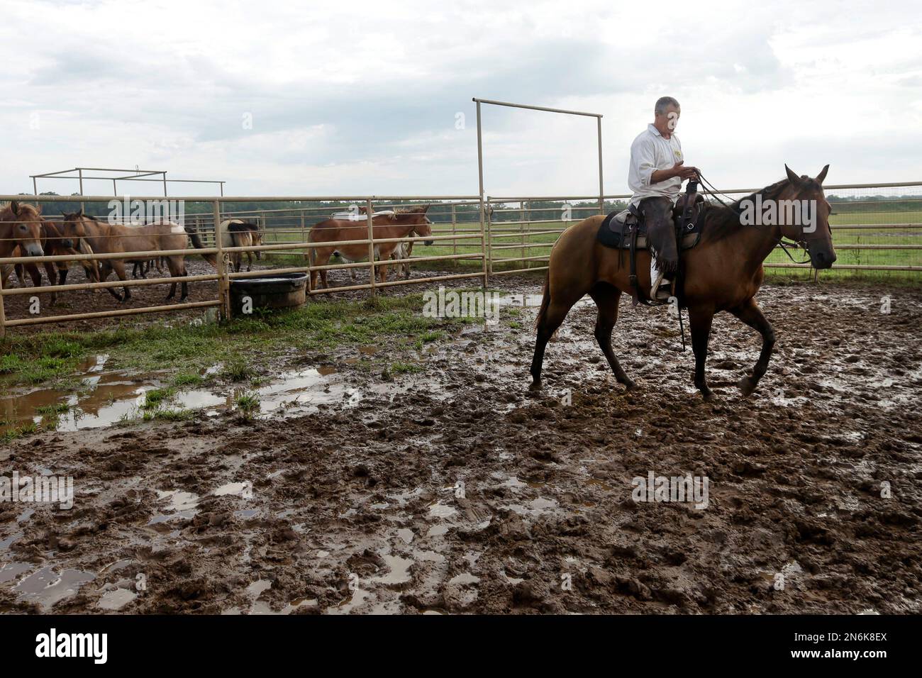 In this photo taken July 31, 2013, inmate Johnny rides one of