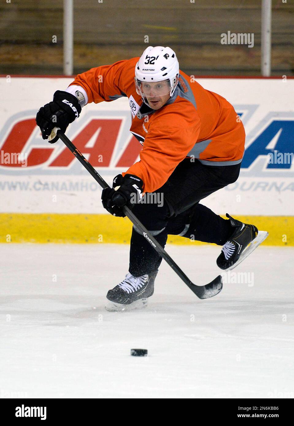 Philadelphia Flyers defenseman Mark Streit participates in NHL hockey