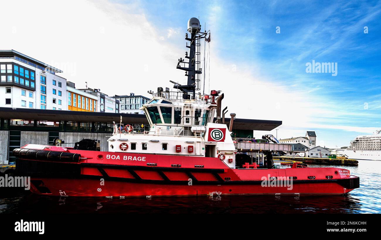 Tug boat Boa Brage in the port of Bergen, Norway Stock Photo