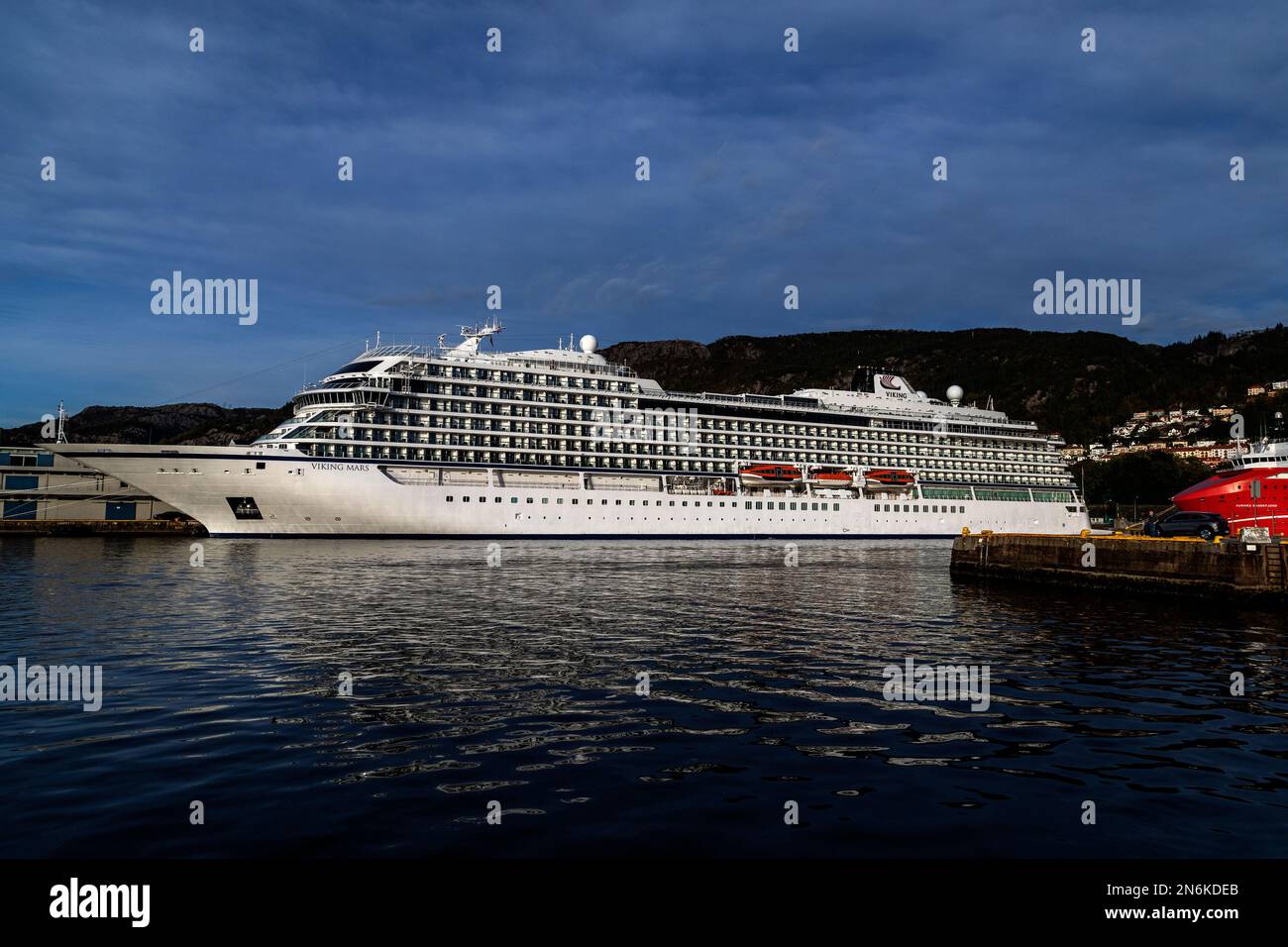 Cruise ship Viking Mars in port of Bergen, Norway. Stock Photo