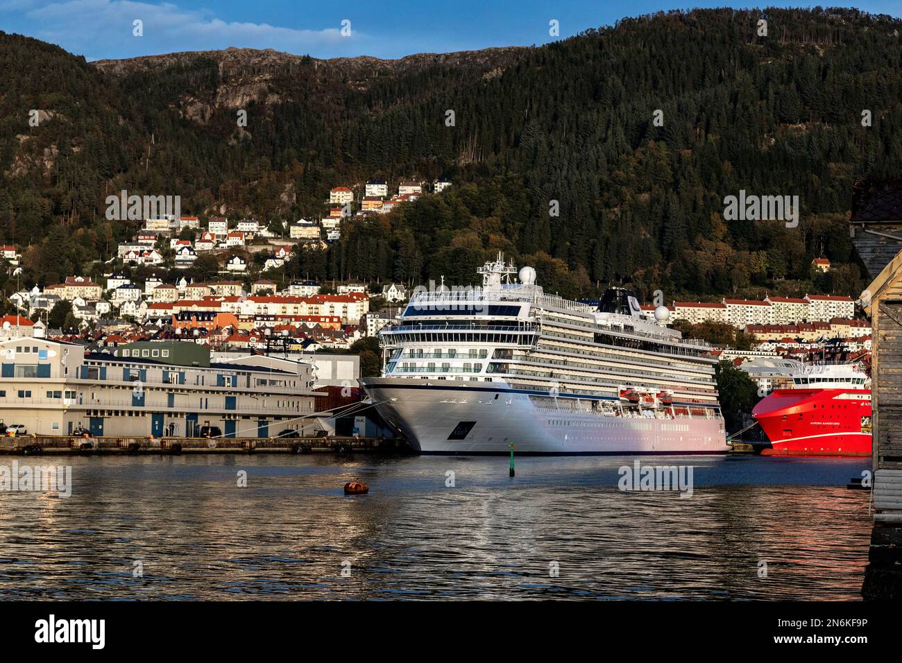Cruise ship Viking Mars in port of Bergen, Norway. Stock Photo