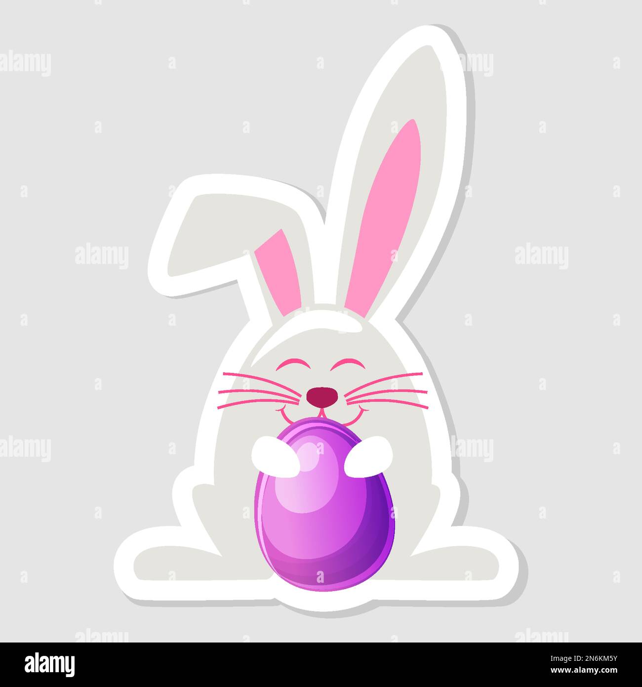 Vector sticker Easter rabbit with egg. Cartoon bunny Stock Vector Image ...