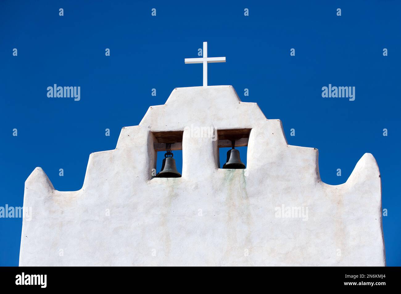 Bell tower of historic well preserved Mission San Jose de Laguna in Old ...