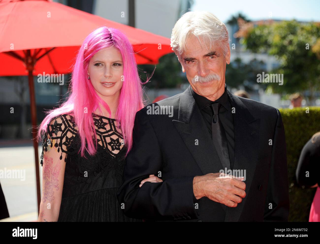 Sam Elliot, right, and daughter Cleo Cole Elliott arrive at the ...